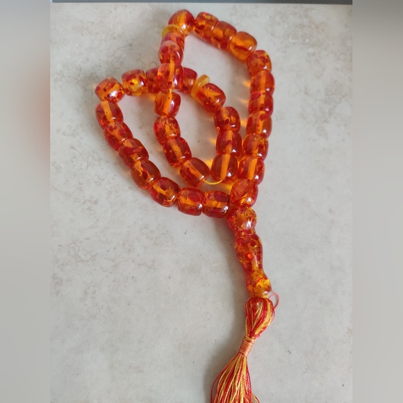 Vintage Gigantic Tasbih Lucite Faux Amber Islamic Prayer Beads - Picture 6 of 14